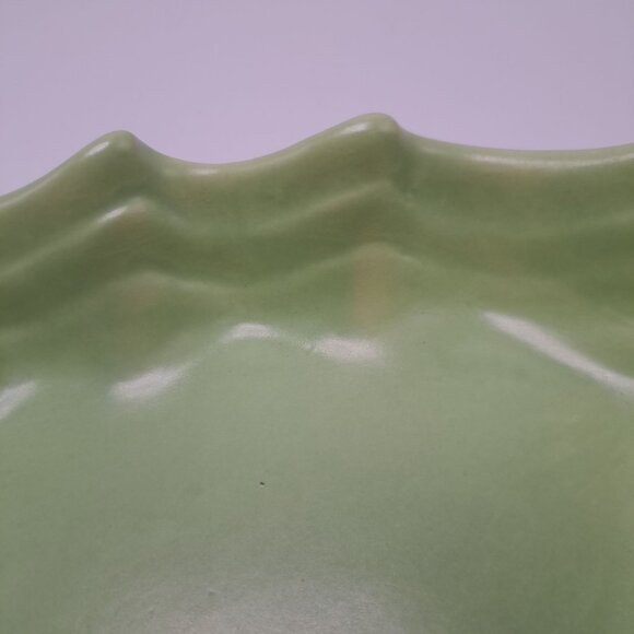 Vintage Haeger Ceramic Ruffled Dish Mint Green Relish Finger Foods Cookies Decor - Picture 6 of 16
